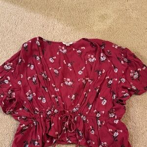 Elegant Floral Tie-Front Blouse